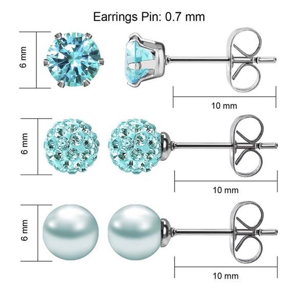 Set of 3 blue earrings - Picture 4 of 7